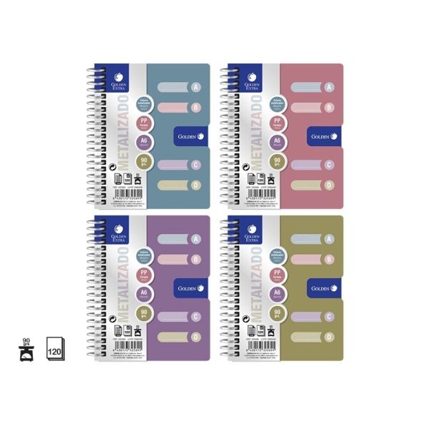 Golden Pack da 12 quaderni A6 120 fogli 90 g Golden Pack da 12 quaderni A6 120 fogli 90 g