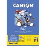 Canson Kids Bloc da pittura A3 20 fogli 200 g/m² - Grana leggera - Certificato FSC - Colore bianco