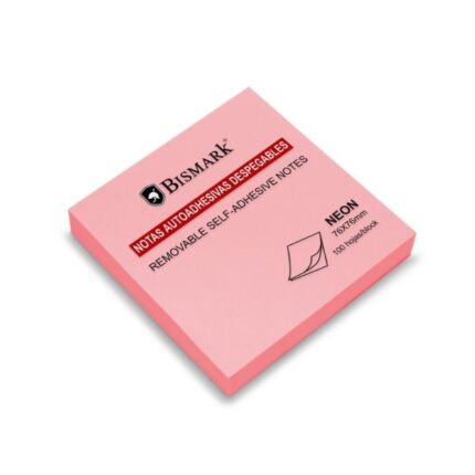 Bismark Blocco da 100 foglietti adesivi 76x76mm - Colore Rosa Neon