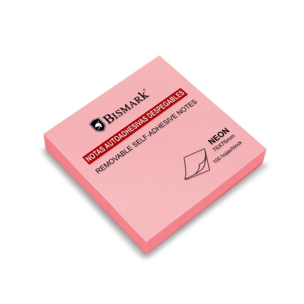 Bismark Blocco da 100 foglietti adesivi 76x76mm - Colore Rosa Neon