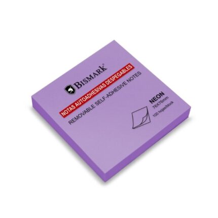 Bismark Blocco da 100 foglietti adesivi 76x76 mm - Colore viola neon