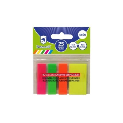 Bismark Confezione da 100 indicatori adesivi 3x 45 mm x 12 mm e 1x 45 mm x 24 mm - Colori neon assortiti