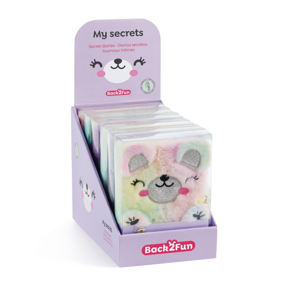 Miquel Rius Back2Fun Espositore con 9 diari segreti peluche animali - 3 per ogni modello Orso
