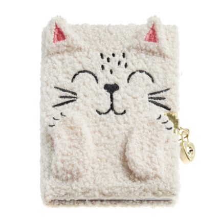Miquel Rius Back2Fun Diario segreto peluche gatto - 80 fogli a righe di carta da 80 g - Chiusura con chiave