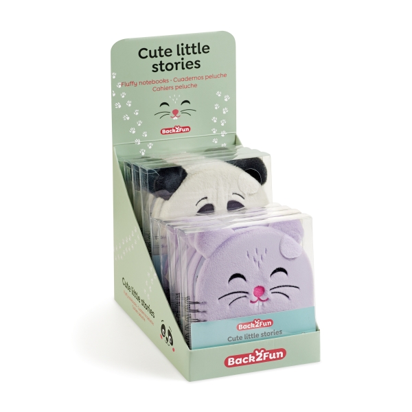 Miquel Rius Back2Fun Espositore con 8 quaderni peluche - 160 fogli di carta da 80 g/m² - 4 per ciascun modello Panda e Criceto