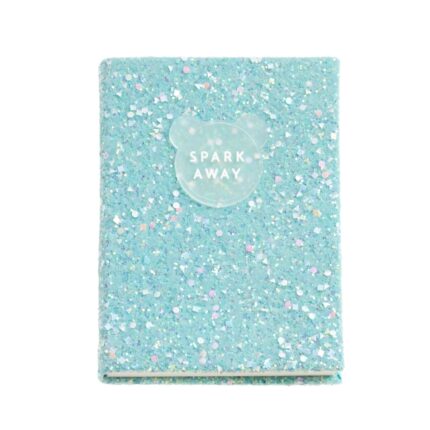 Miquel Rius Back2Fun Quaderno rilegato con copertina blu glitterata e patch in silicone - 96 fogli lisci di carta 100 g/m2