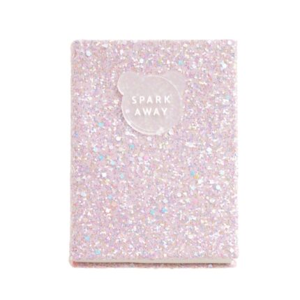 Miquel Rius Back2Fun Quaderno rilegato con copertina rosa glitterata e patch in silicone - 96 fogli lisci di carta da 100 g/m2