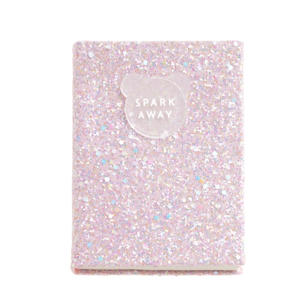 Miquel Rius Back2Fun Quaderno rilegato con copertina rosa glitterata e patch in silicone - 96 fogli lisci di carta da 100 g/m2