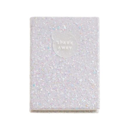 Miquel Rius Back2Fun Quaderno rilegato con copertina glitterata bianca e patch in silicone - 96 fogli a righe in carta da 100 g/m2