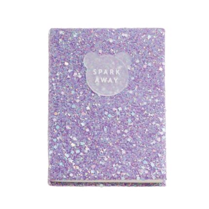 Miquel Rius Back2Fun Quaderno incollato con copertina glitterata lilla e patch in silicone - 96 fogli a righe in carta da 100 g/m2