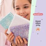 Miquel Rius Back2Fun Quaderno incollato con copertina glitterata lilla e patch in silicone - 96 fogli a righe in carta da 100 g/m2 - immagine 3