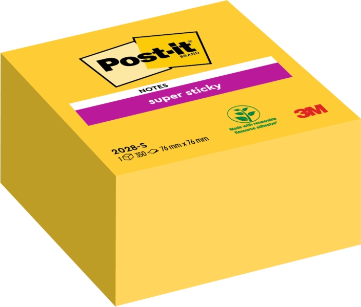 Post-It Super Sticky Confezione da 350 foglietti adesivi riposizionabili - 76x76 mm - 100% PEFC - Colore giallo