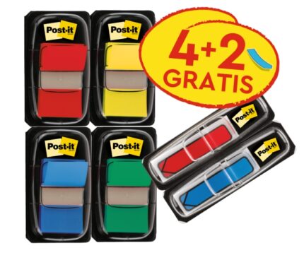 Confezione da 6 dispenser Post-It Index con segnalibri riposizionabili - Forma rettangolare - Colori assortiti