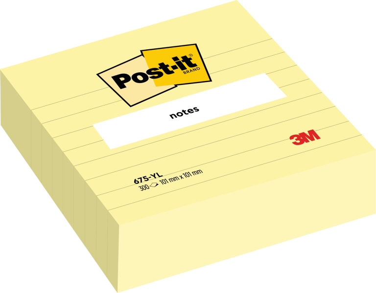 Blocco Post-It da 300 foglietti adesivi riposizionabili - Forma quadrata - 101x101 mm - Colore giallo chiaro