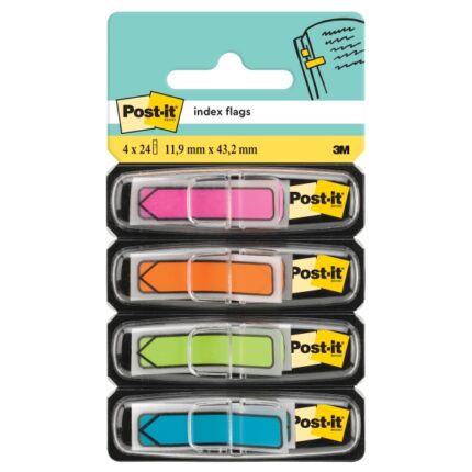 Post-It Index Confezione da 4 dispenser con 24 segnalibri riposizionabili - Forma rettangolare - Colori assortiti