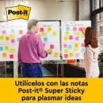 Post-It Super Sticky Confezione da 2 blocchi da riunione con 20 fogli adesivi riposizionabili - 58,4 x 50,8 cm - 100% PEFC - Include 8 strisce di fissaggio - Colore bianco - immagine 4