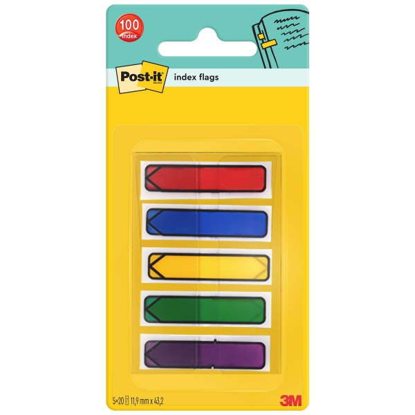 Post-It Index Dispenser con 100 segnalibri riposizionabili - Forma rettangolare - Colori assortiti