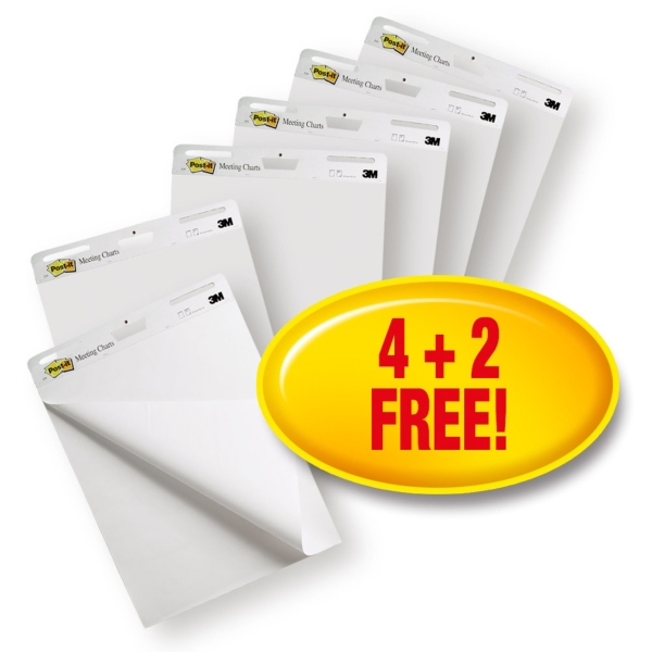 Post-It Super Sticky Blocco da 180 fogli per riunioni - Forma rettangolare - 635x762 mm - Colore bianco