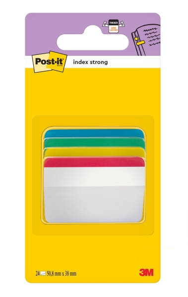 Dispenser Post-It Index con 24 segnalibri riposizionabili - Forma rettangolare - Colori assortiti