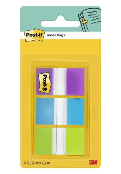 Dispenser Post-It Index con 60 segnalibri riposizionabili - Forma rettangolare - Colori assortiti