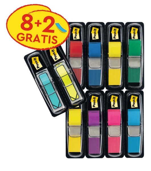 Post-It Index Pack da 10 dispenser con 35 segnalibri riposizionabili - Forma rettangolare - Colori assortiti