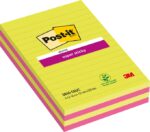 Post-It Super Sticky Confezione da 4 blocchi da 45 foglietti adesivi riposizionabili grandi - con righe - 100% PEFC - Colori assortiti