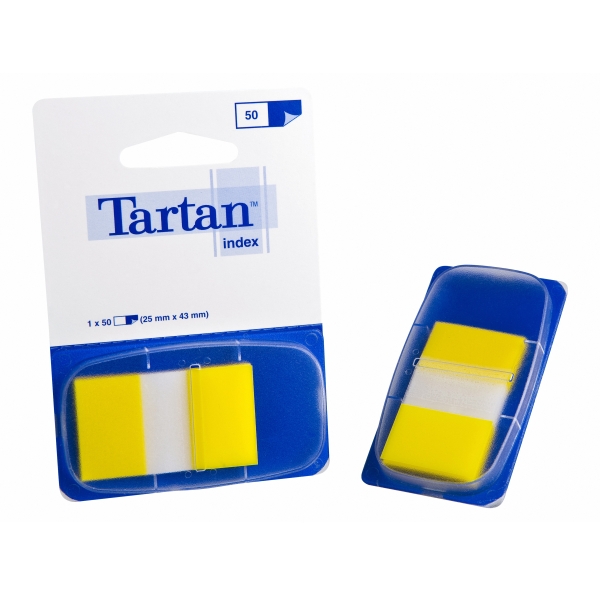 Tartan Confezione da 12 dispenser da 50 segnalini riposizionabili - 25x43 mm - Colore giallo