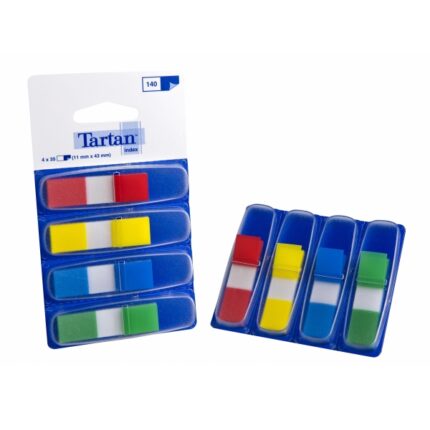 Tartan Confezione da 4 dispenser da 35 pennarelli adesivi riposizionabili - 11x43 mm - Colori assortiti