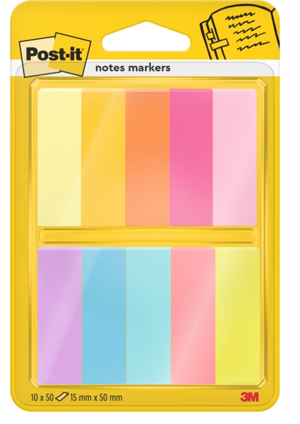 Confezione da 10 blocchi da 50 Post-it® riposizionabili - Forma rettangolare - Colori assortiti
