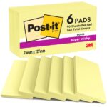 Post-It Super Sticky Confezione da 6 blocchi da 90 foglietti adesivi riposizionabili - Forma rettangolare - Colore giallo chiaro - immagine 2