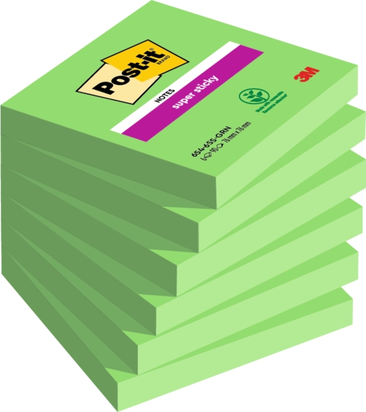 Post-It Super Sticky Blocs da 90 foglietti adesivi riposizionabili - 76x76 mm - 100% PEFC - Colore verde