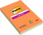 Post-It Super Sticky Confezione da 3 blocchi da 45 foglietti adesivi riposizionabili - Forma rettangolare - 101x152 mm - Colori assortiti