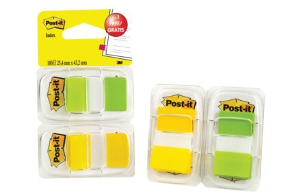 Confezione Post-It Index da 2 dispenser con 50 segnalibri riposizionabili - Forma rettangolare - Colore verde