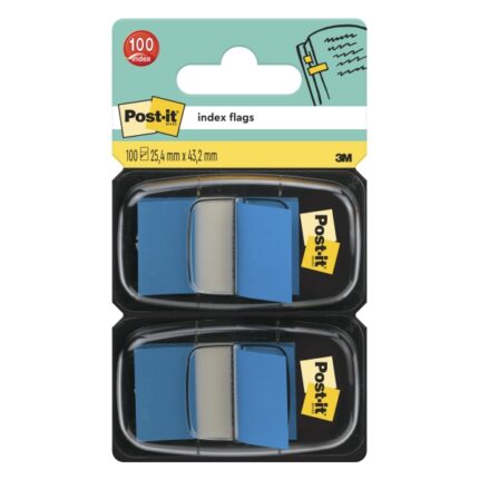 Confezione Post-It Index da 2 dispenser con 50 segnalibri riposizionabili - Forma rettangolare - Colore blu