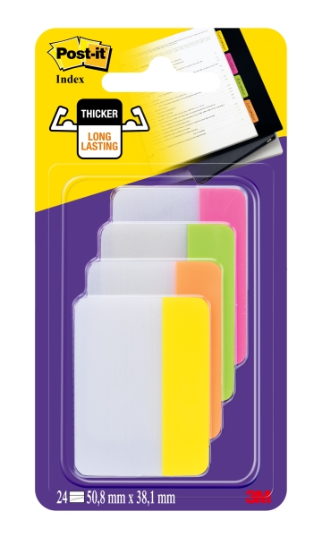 Dispenser Post-It Index con 66 segnalibri riposizionabili - Forma rettangolare - Colori assortiti