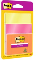 Post-It Super Sticky Confezione da 3 blocchi da 45 foglietti adesivi riposizionabili - Forma quadrata - Colori assortiti