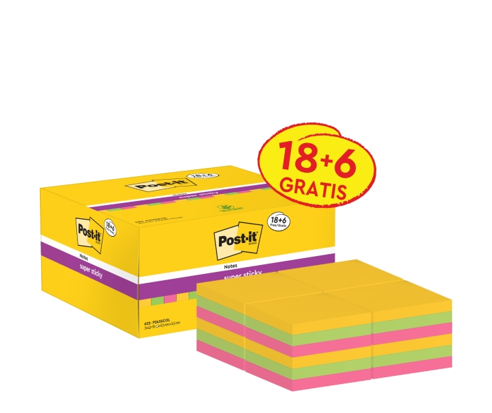 Post-It Super Sticky Confezione da 24 blocchi da 90 foglietti adesivi riposizionabili - 47 Post-It Super Sticky Confezione da 24 blocchi da 90 foglietti adesivi riposizionabili - 47