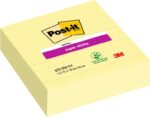 Post-It Super Sticky Confezione da 3 blocchi da 70 foglietti adesivi riposizionabili grandi - 101x101 mm - Colore giallo chiaro