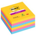 Post-It Super Sticky Confezione da 6 blocchi da 90 foglietti adesivi riposizionabili - Forma quadrata - 101x101 mm - Colori assortiti