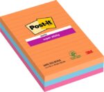 Post-It Super Sticky Confezione da 3 blocchi da 90 foglietti adesivi riposizionabili - Forma rettangolare - 101x101 mm - Colori assortiti
