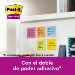 Post-It Super Sticky Confezione da 6 blocchi da 90 foglietti adesivi riposizionabili - Forma quadrata - 76x76 mm - a zig-zag - Colori assortiti - immagine 3