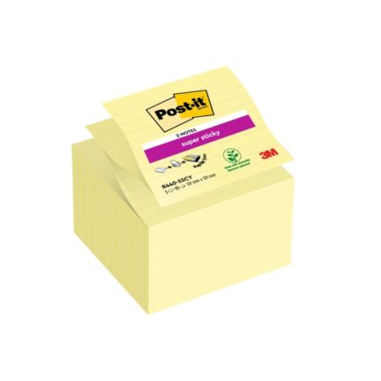 Post-It Super Sticky Confezione da 5 blocchi da 90 Z-Note grandi adesive riposizionabili Z-Note grandi - con righe - Colore giallo chiaro