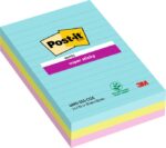 Post-It Super Sticky Confezione da 3 blocchi da 90 foglietti adesivi riposizionabili - Forma rettangolare - 101x152 mm - Colori assortiti