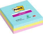 Post-It Super Sticky Confezione da 3 blocchi da 70 foglietti adesivi riposizionabili - Forma quadrata - 101x101 mm - Colori assortiti