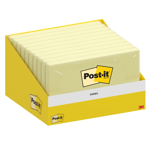 Blocco Post-It da 100 foglietti adesivi riposizionabili - 76x127 mm - Confezione in cartone - 100% PEFC - Colore giallo chiaro