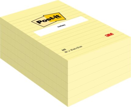 Post-It Confezione da 6 blocchi da 100 foglietti adesivi riposizionabili - Forma rettangolare - 101x152 mm - Colore giallo chiaro