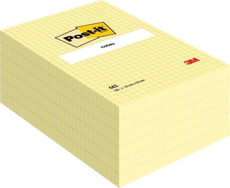 Post-It Confezione da 6 blocchi da 100 foglietti adesivi riposizionabili - Forma rettangolare - 101x152 mm - Colore giallo chiaro