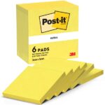 Confezione Post-It da 6 blocchi da 100 foglietti adesivi riposizionabili - Forma quadrata - 76x76 mm - Colore giallo neon - immagine 5