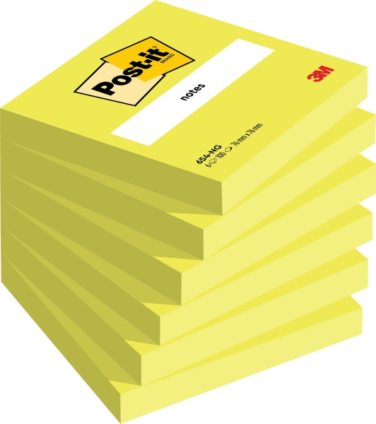 Confezione Post-It da 6 blocchi da 100 foglietti adesivi riposizionabili - Forma quadrata - 76x76 mm - Colore verde