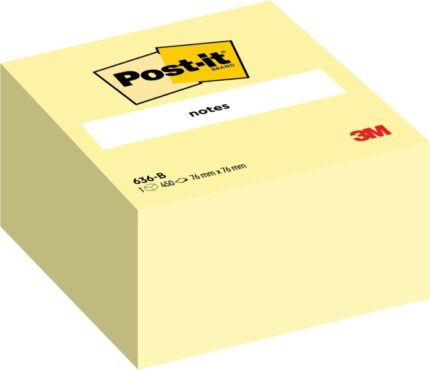 Post-It Cubo da 450 foglietti adesivi riposizionabili - Forma quadrata - 76x76 mm - Colore giallo chiaro